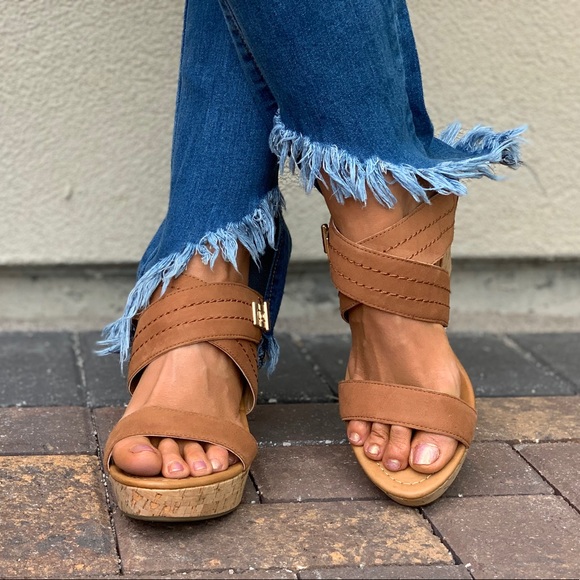 Brown High Heel Wedge Sandal - Picture 5 of 7